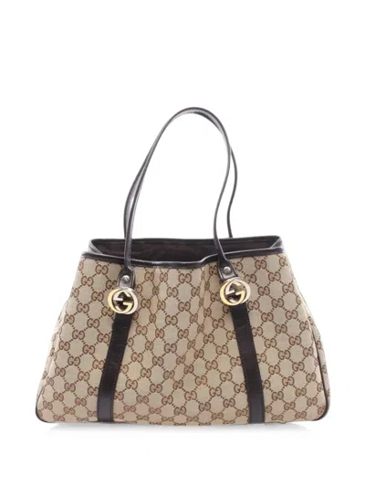 Pre-owned Gucci 2000-2015 Gg Canvas Twins Tote Bag In Neutrals
