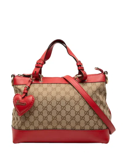 Pre-owned Gucci 2000-2015 Gg Canvas Valentine Satchel In Neutral