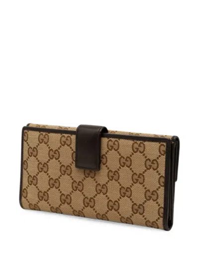 Pre-owned Gucci 2000-2015 Gg Canvas Wallet Long Wallets In Brown