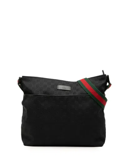 Pre-owned Gucci 2000-2015 Gg Canvas Web Crossbody Bag In Black