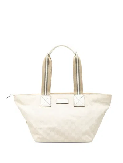 Pre-owned Gucci 2000-2015 Gg Canvas Web Tote Bag In Brown