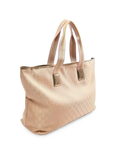 Pre-owned Gucci 2000-2015 Gg Canvas Web Tote Bag In Gold
