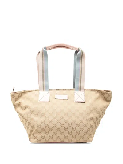Pre-owned Gucci 2000-2015 Gg Canvas Web Tote Bag In Pink