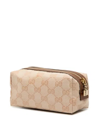 Pre-owned Gucci 2000-2015 Gg Crystal Cosmetic Pouch In Neutrals