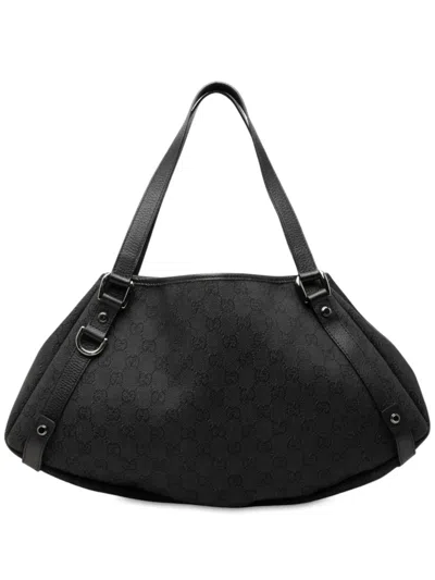 Pre-owned Gucci 2000-2015 Gg Denim Abbey D Ring Tote Bag In Black