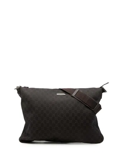 Pre-owned Gucci 2000-2015 Gg Denim Crossbody Bag In Brown