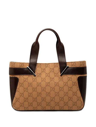 Pre-owned Gucci 2000-2015 Gg Denim Handbag In Brown