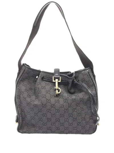 Pre-owned Gucci 2000-2015 Gg Denim Shoulder Bag In Black