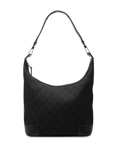 Pre-owned Gucci 2000-2015 Gg Denim Shoulder Bag In Black