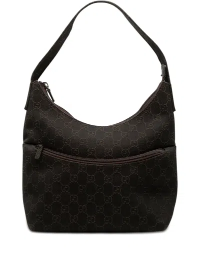 Pre-owned Gucci 2000-2015 Gg Denim Shoulder Bag In Brown