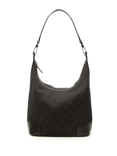 Pre-owned Gucci 2000-2015 Gg Denim Shoulder Bag In Brown