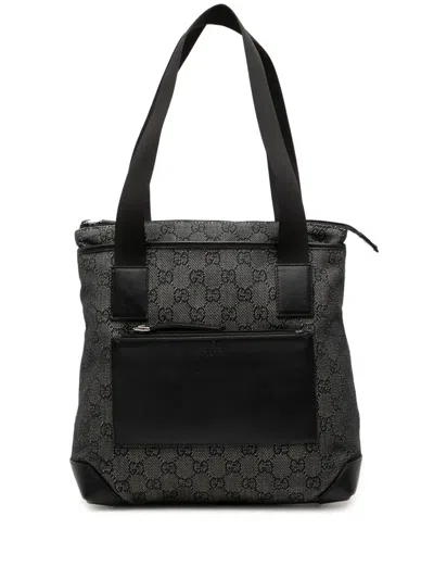 Pre-owned Gucci 2000-2015 Gg Denim Tote Bag In Black