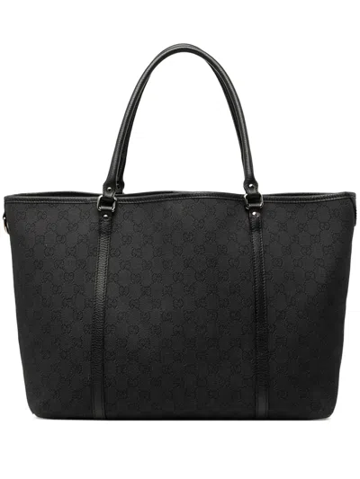 Pre-owned Gucci 2000-2015 Gg Denim Tote Bag In Black