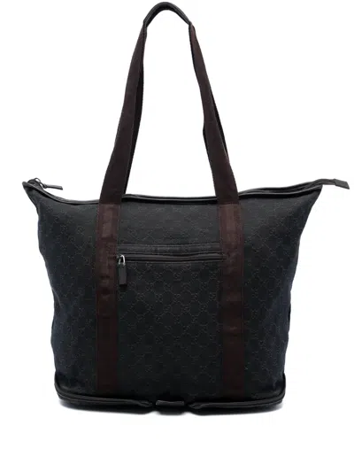 Pre-owned Gucci 2000-2015 Gg Denim Tote Bag In Blue