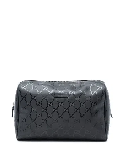 Pre-owned Gucci 2000-2015 Gg Imprime Cosmetic Pouch In Black