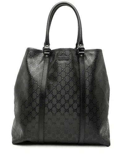 Pre-owned Gucci 2000-2015 Gg Imprime Joy Vertical Tote Bag In Black