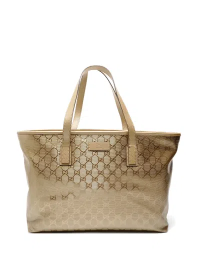 Pre-owned Gucci 2000-2015 Gg Imprime Tote Bag In Gold
