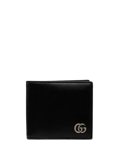 Pre-owned Gucci 2000-2015 Gg Marmont Calfskin Bifold Wallet Small Wallets In Black