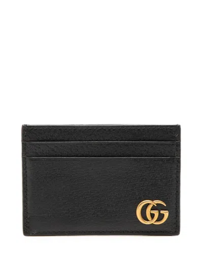 Pre-owned Gucci 2000-2015 Gg Marmont Leather Card Holder In Black