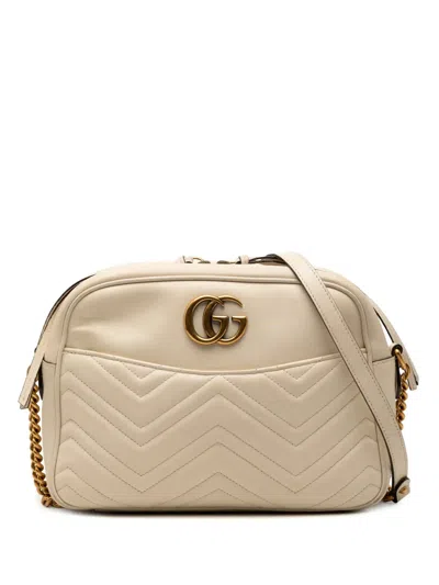 Pre-owned Gucci 2000-2015 Gg Marmont Matelasse Leather Crossbody Bag In Brown