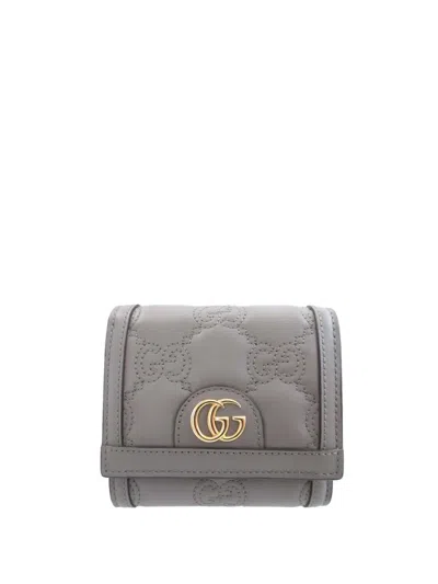 Pre-owned Gucci 2000-2015 Gg Matelasse Calfskin Bifold Wallet Small Wallets In Gray