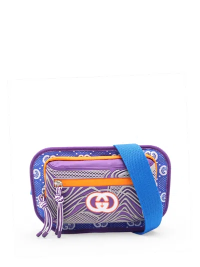Pre-owned Gucci 2000-2015 Gg Nylon And Rubber Belt Bag In Blue
