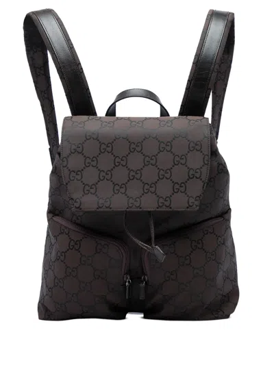 Pre-owned Gucci 2000-2015 Gg Nylon Backpack In Brown