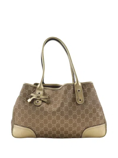 Pre-owned Gucci 2000-2015 Gg Nylon Princy Tote Bag In Brown