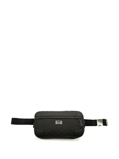 Pre-owned Gucci 2000-2015 Gg Nylon Waist Sling Bag Belt Bag In Black