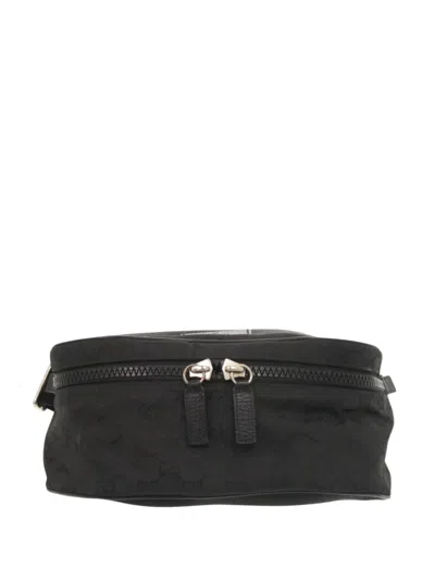 Pre-owned Gucci 2000-2015 Gg Nylon Web Belt Bag In Black