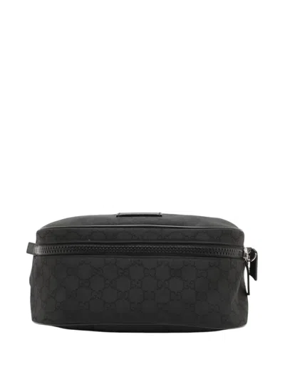 Pre-owned Gucci 2000-2015 Gg Nylon Web Belt Bag In Black