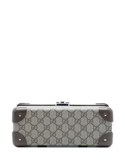 Pre-owned Gucci 2000-2015 Gg Supreme Bamboo Vanity Bag Satchel In Neutrals