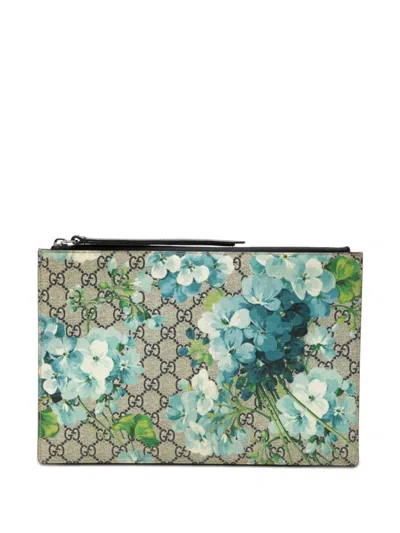 Pre-owned Gucci 2000-2015 Gg Supreme Blooms Clutch Bag In Neutral