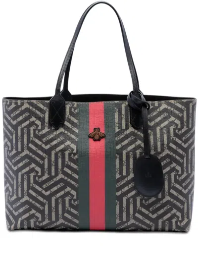 Pre-owned Gucci 2000-2015 Gg Supreme Caleido Web Tote Bag In Black