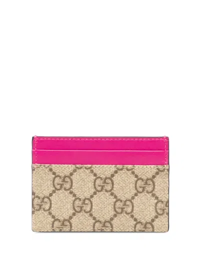 Pre-owned Gucci 2000-2015 Gg Supreme Card Holder In Pink