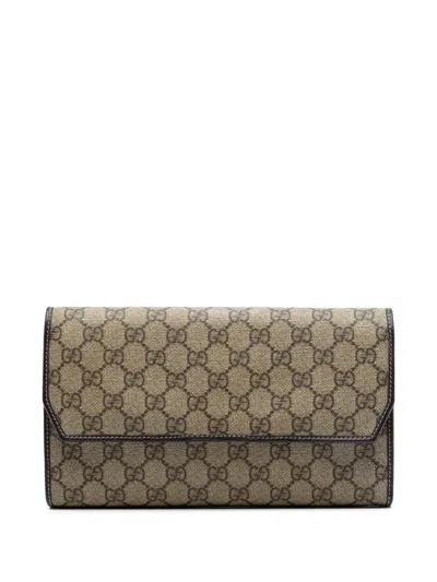 Pre-owned Gucci 2000-2015 Gg Supreme Clutch Bag In Neutral