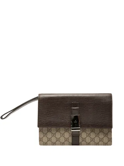 Pre-owned Gucci 2000-2015 Gg Supreme Clutch Bag In Neutral