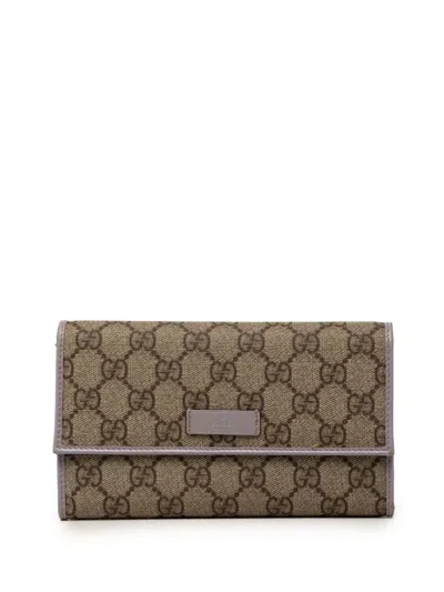 Pre-owned Gucci 2000-2015 Gg Supreme Continental Flap Wallet Long Wallets In Purple