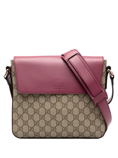 Pre-owned Gucci 2000-2015 Gg Supreme Flap Messenger Bag Crossbody Bag In Neutrals