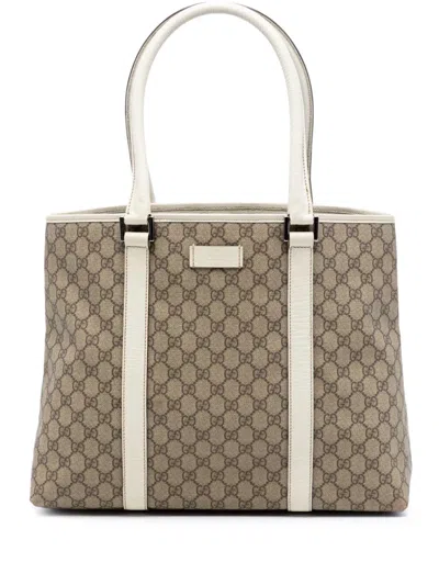Pre-owned Gucci 2000-2015 Gg Supreme Joy Tote Bag In White
