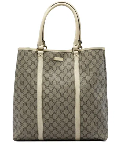 Pre-owned Gucci 2000-2015 Gg Supreme Joy Vertical Tote Bag In White