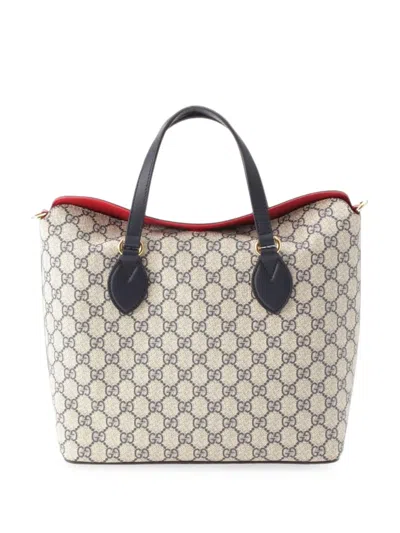 Pre-owned Gucci 2000-2015 Gg Supreme Linea A Fold Over Tote Satchel In Neutrals