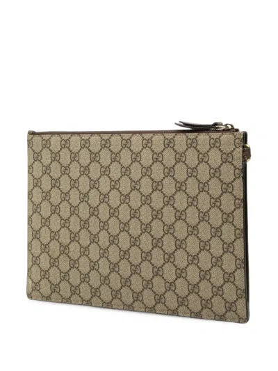 Pre-owned Gucci 2000-2015 Gg Supreme Neo Vintage Clutch Bag In Neutrals