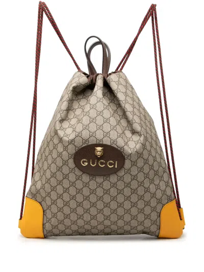 Pre-owned Gucci 2000-2015 Gg Supreme Neo Vintage Drawstring Backpack In 中性色