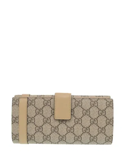 Pre-owned Gucci 2000-2015 Gg Supreme Nice Wallet Long Wallets In Neutral
