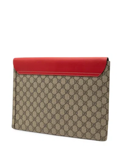 Pre-owned Gucci 2000-2015 Gg Supreme No Longer Not Yet Clutch Bag In Neutrals