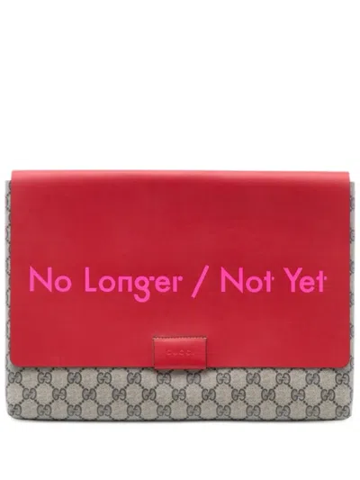Pre-owned Gucci 2000-2015 Gg Supreme No Longer Not Yet Clutch Bag In Red