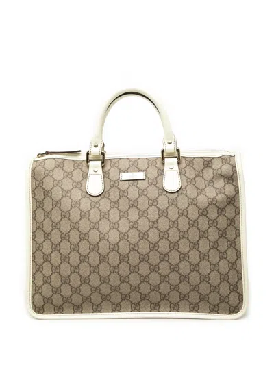 Pre-owned Gucci 2000-2015 Gg Supreme Satchel In White