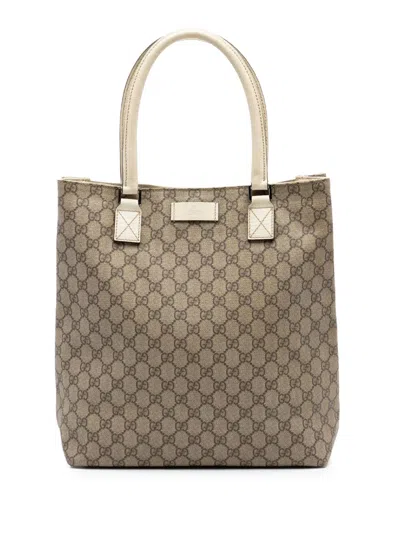Pre-owned Gucci 2000-2015 Gg Supreme Tote Bag In White