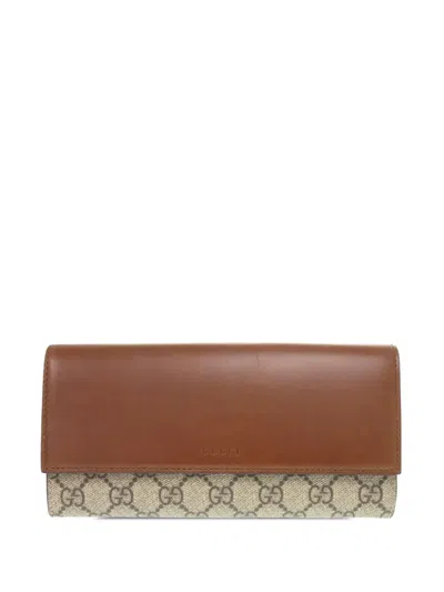 Pre-owned Gucci 2000-2015 Gg Supreme Wallet Long Wallets In Neutrals